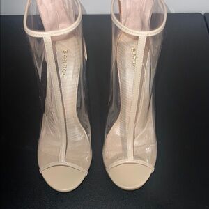 Brand new BAMBOO Cream High Stiletto Heels with slight peeling on left shoe.